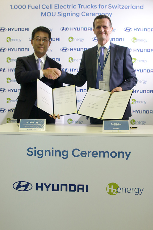 現(xiàn)代汽車、瑞士“h2energy”四氫電大型卡車供應(yīng)1000輛