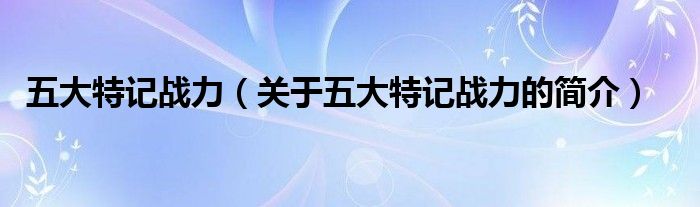 五大特記戰(zhàn)力（關(guān)于五大特記戰(zhàn)力的簡(jiǎn)介）