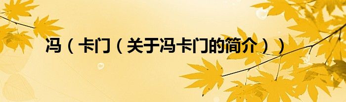馮（卡門（關于馮卡門的簡介））