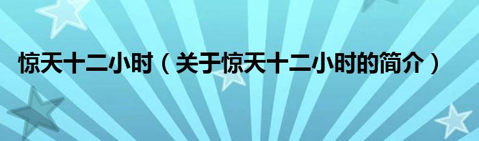 驚天十二小時(shí)（關(guān)于驚天十二小時(shí)的簡介）