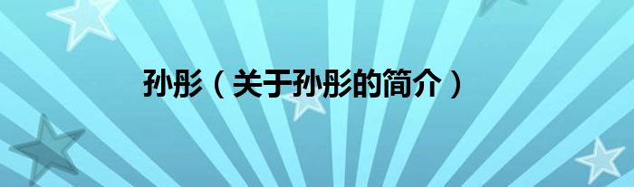 孫彤（關于孫彤的簡介）