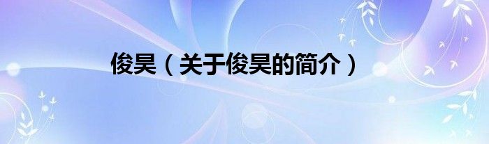 俊昊（關于俊昊的簡介）