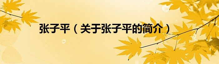 張子平（關(guān)于張子平的簡(jiǎn)介）