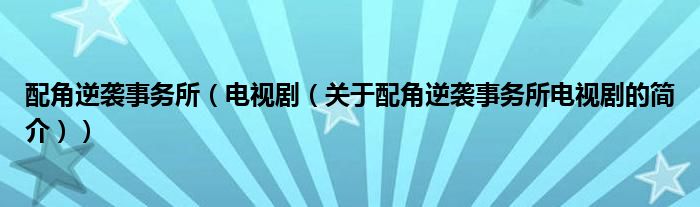 配角逆襲事務(wù)所（電視?。P(guān)于配角逆襲事務(wù)所電視劇的簡介））