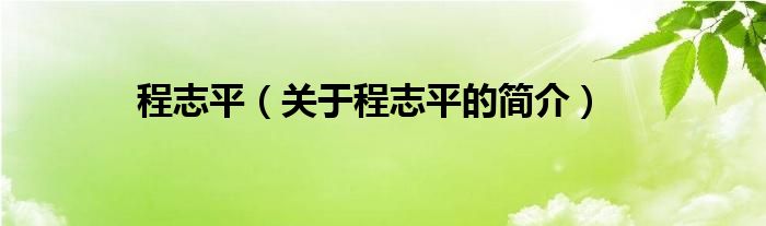 程志平（關于程志平的簡介）