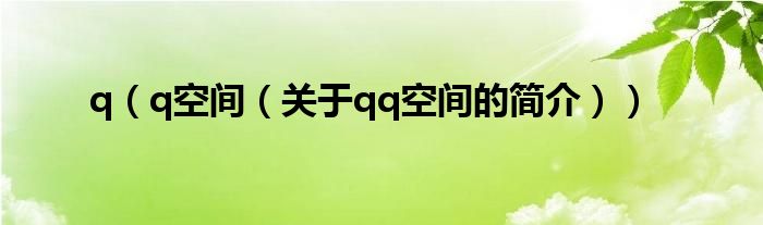 q（q空間（關(guān)于qq空間的簡(jiǎn)介））