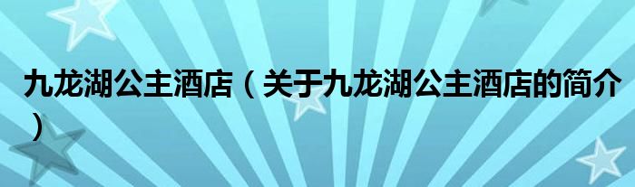 九龍湖公主酒店（關(guān)于九龍湖公主酒店的簡(jiǎn)介）