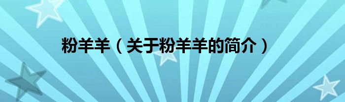 粉羊羊（關于粉羊羊的簡介）