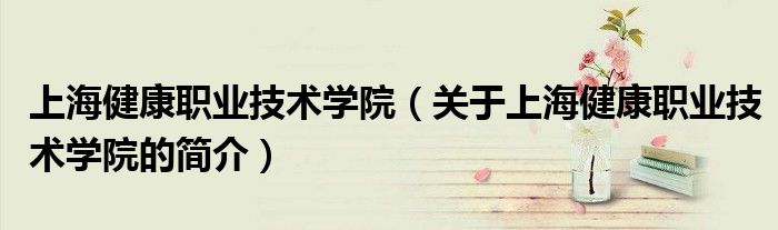 上海健康職業(yè)技術(shù)學院（關(guān)于上海健康職業(yè)技術(shù)學院的簡介）