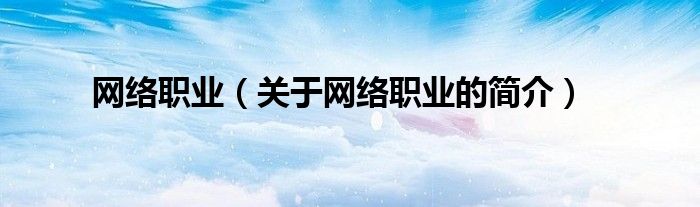 網(wǎng)絡(luò)職業(yè)（關(guān)于網(wǎng)絡(luò)職業(yè)的簡(jiǎn)介）