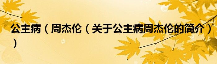 公主?。ㄖ芙軅悾P(guān)于公主病周杰倫的簡(jiǎn)介））
