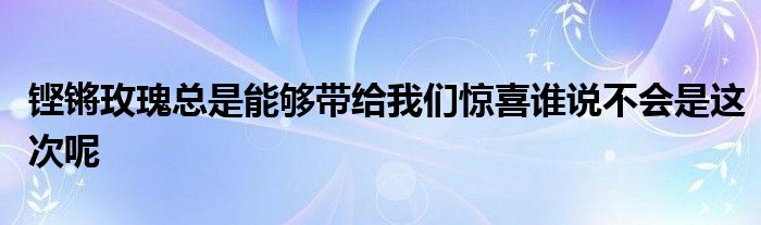 鏗鏘玫瑰總是能夠帶給我們驚喜誰(shuí)說不會(huì)是這次呢