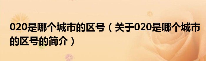 020是哪個城市的區(qū)號（關于020是哪個城市的區(qū)號的簡介）