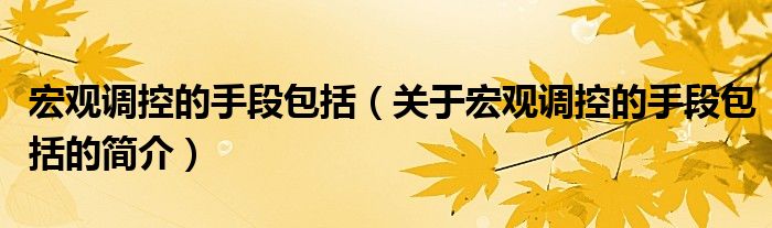 宏觀調控的手段包括（關于宏觀調控的手段包括的簡介）