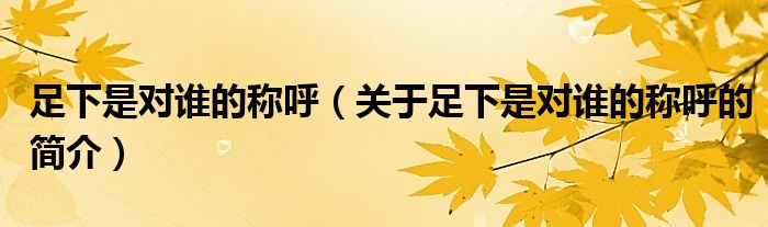 足下是對(duì)誰(shuí)的稱呼（關(guān)于足下是對(duì)誰(shuí)的稱呼的簡(jiǎn)介）