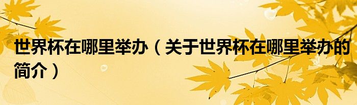 世界杯在哪里舉辦（關于世界杯在哪里舉辦的簡介）
