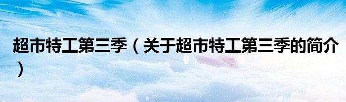 超市特工第三季（關(guān)于超市特工第三季的簡(jiǎn)介）