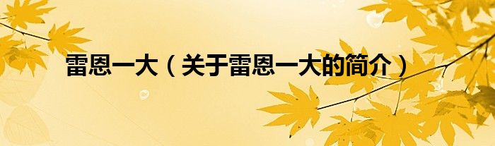 雷恩一大（關于雷恩一大的簡介）