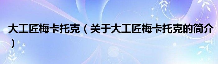 大工匠梅卡托克（關(guān)于大工匠梅卡托克的簡介）