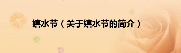 嬉水節(jié)（關于嬉水節(jié)的簡介）