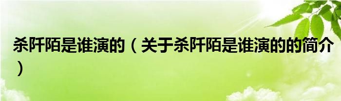 殺阡陌是誰演的（關(guān)于殺阡陌是誰演的的簡(jiǎn)介）