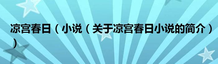 涼宮春日（小說(shuō)（關(guān)于涼宮春日小說(shuō)的簡(jiǎn)介））