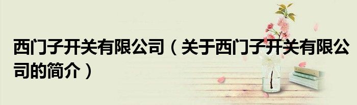 西門子開關(guān)有限公司（關(guān)于西門子開關(guān)有限公司的簡(jiǎn)介）