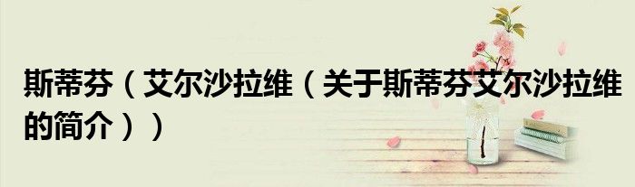 斯蒂芬（艾爾沙拉維（關(guān)于斯蒂芬艾爾沙拉維的簡介））