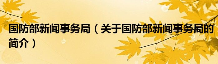 國(guó)防部新聞事務(wù)局（關(guān)于國(guó)防部新聞事務(wù)局的簡(jiǎn)介）