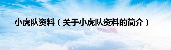小虎隊(duì)資料（關(guān)于小虎隊(duì)資料的簡介）