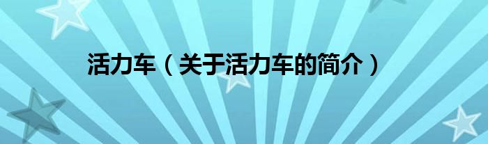 活力車（關于活力車的簡介）