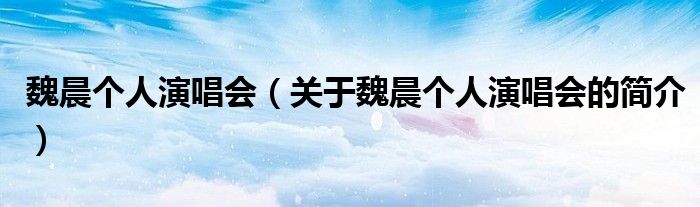 魏晨個人演唱會（關于魏晨個人演唱會的簡介）