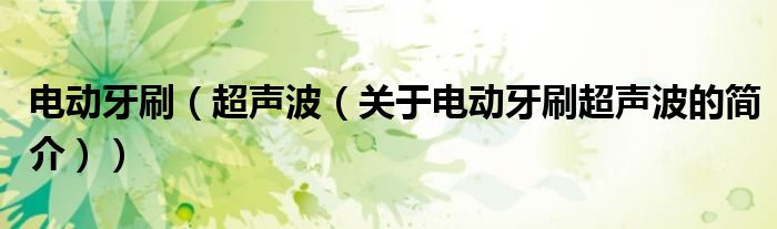 電動(dòng)牙刷（超聲波（關(guān)于電動(dòng)牙刷超聲波的簡(jiǎn)介））