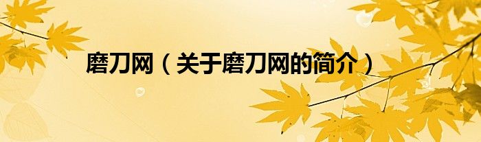 磨刀網（關于磨刀網的簡介）