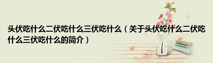 頭伏吃什么二伏吃什么三伏吃什么（關(guān)于頭伏吃什么二伏吃什么三伏吃什么的簡介）