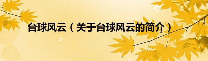 臺球風(fēng)云（關(guān)于臺球風(fēng)云的簡介）