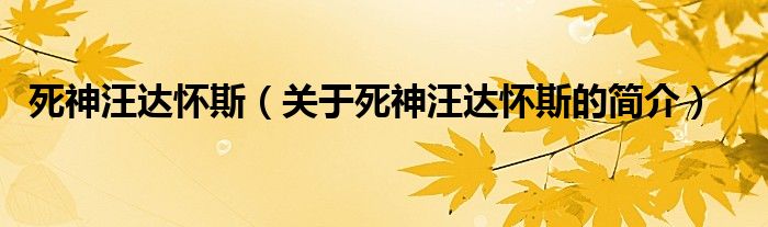 死神汪達懷斯（關于死神汪達懷斯的簡介）
