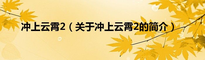 沖上云霄2（關(guān)于沖上云霄2的簡(jiǎn)介）