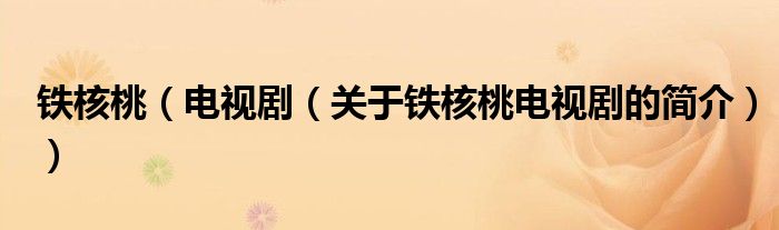 鐵核桃（電視劇（關于鐵核桃電視劇的簡介））