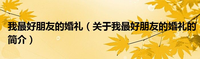 我最好朋友的婚禮（關于我最好朋友的婚禮的簡介）