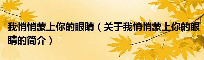 我悄悄蒙上你的眼睛（關(guān)于我悄悄蒙上你的眼睛的簡介）