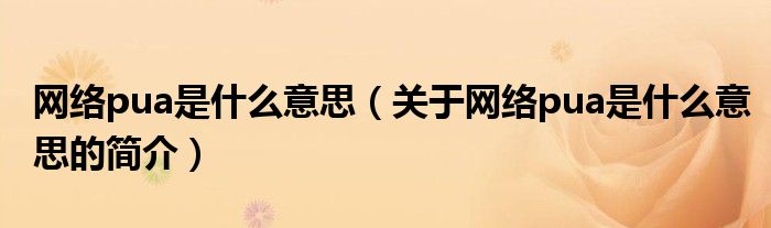 網(wǎng)絡(luò)pua是什么意思（關(guān)于網(wǎng)絡(luò)pua是什么意思的簡(jiǎn)介）