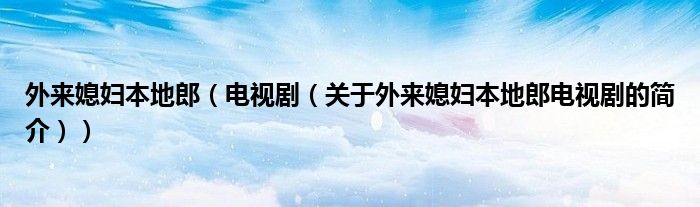 外來媳婦本地郎（電視?。P(guān)于外來媳婦本地郎電視劇的簡介））