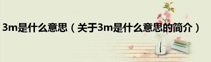 3m是什么意思（關于3m是什么意思的簡介）