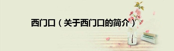 西門口（關(guān)于西門口的簡(jiǎn)介）