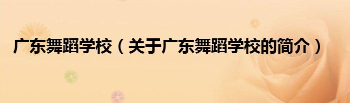 廣東舞蹈學校（關(guān)于廣東舞蹈學校的簡介）
