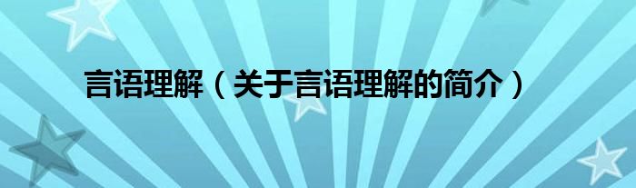 言語理解（關于言語理解的簡介）