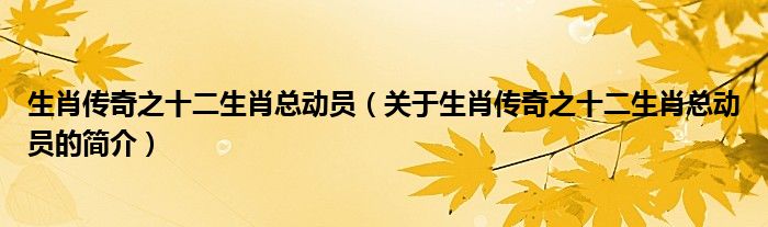 生肖傳奇之十二生肖總動(dòng)員（關(guān)于生肖傳奇之十二生肖總動(dòng)員的簡介）