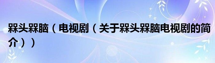 槑頭槑腦（電視劇（關(guān)于槑頭槑腦電視劇的簡(jiǎn)介））