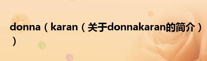 donna（karan（關(guān)于donnakaran的簡介））
